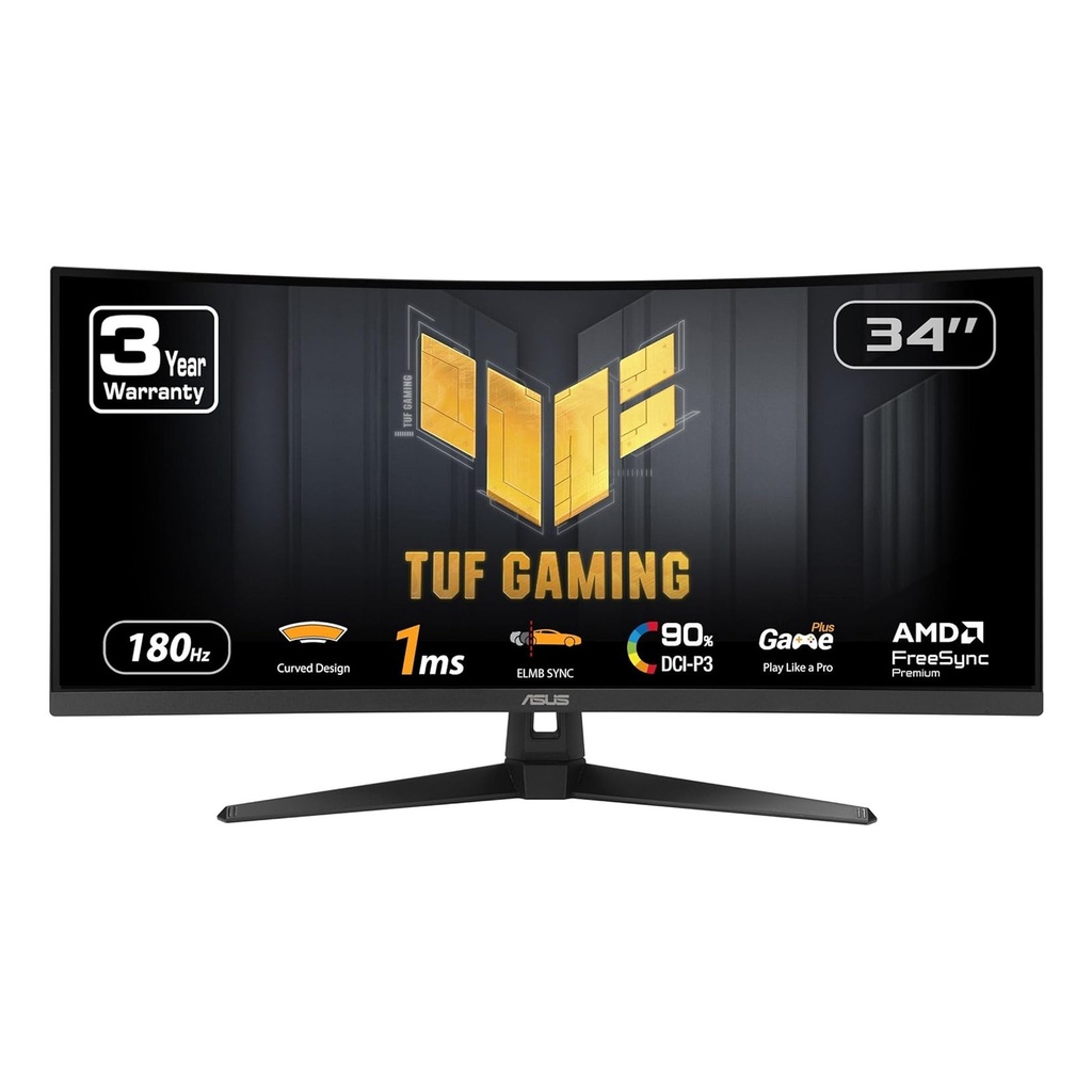[NS028618] Asus TUF Gaming VG34VQ3B 34" VA Panel WQHD (3440x1440) 180Hz 1ms HDR With AMD FreeSync Premium Gaming Monitor
