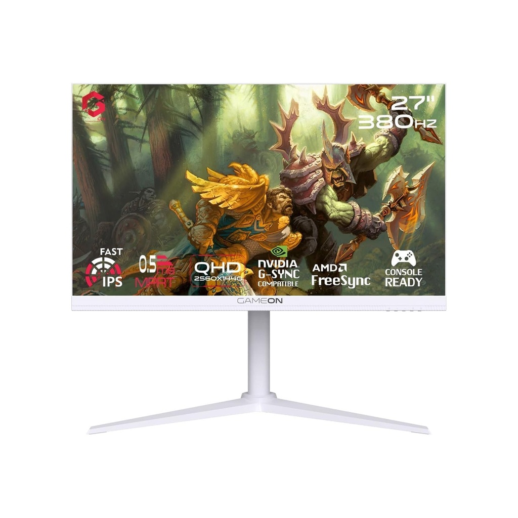 [NS029641] Gameon Artic Pro Series 27" QHD IPS Panel 380Hz 0.5ms Adustable Stand, HDMI 2.1 Gaming Monitor - White