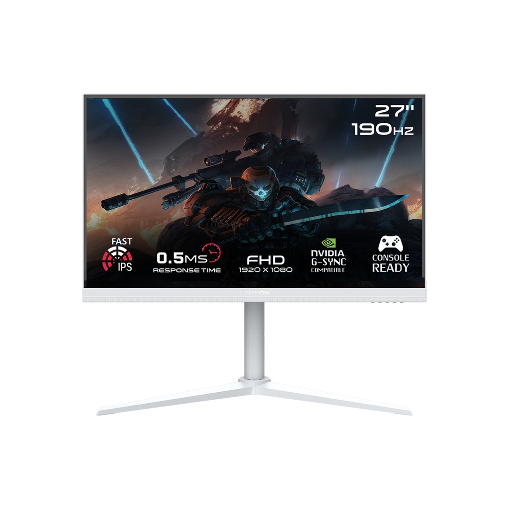 Gameon Artic Pro Series 27" FHD IPS 190Hz 0.5ms HDR Ready, Adustable Stand, HDMI2.1 With AMD FreeSync & Nvidia G-Sync Gaming Monitor - White