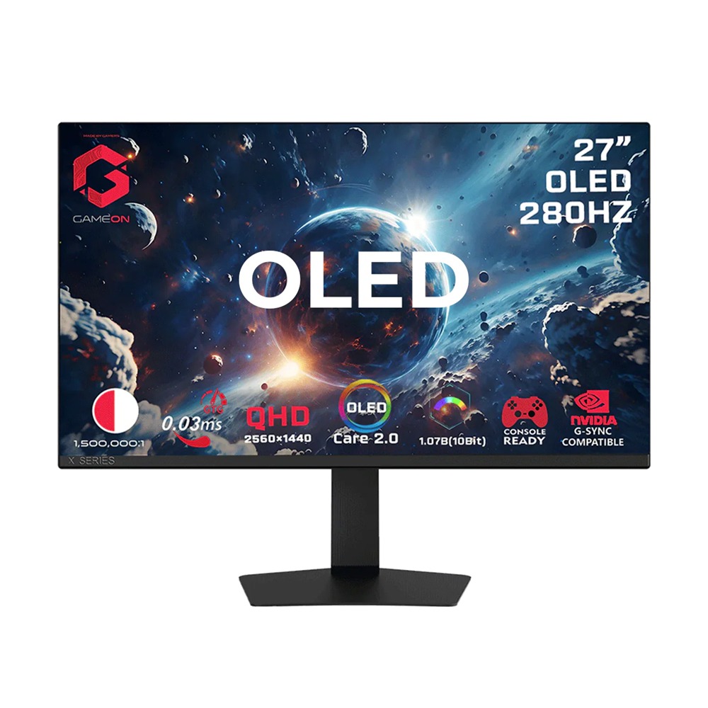 [NS032690] GameOn GO27QDOLD280 Signature X Series 27" OLED QHD, 280Hz, 0.03ms, HDMI 2.1, Gaming Monitor (Supports PS5) -Black
