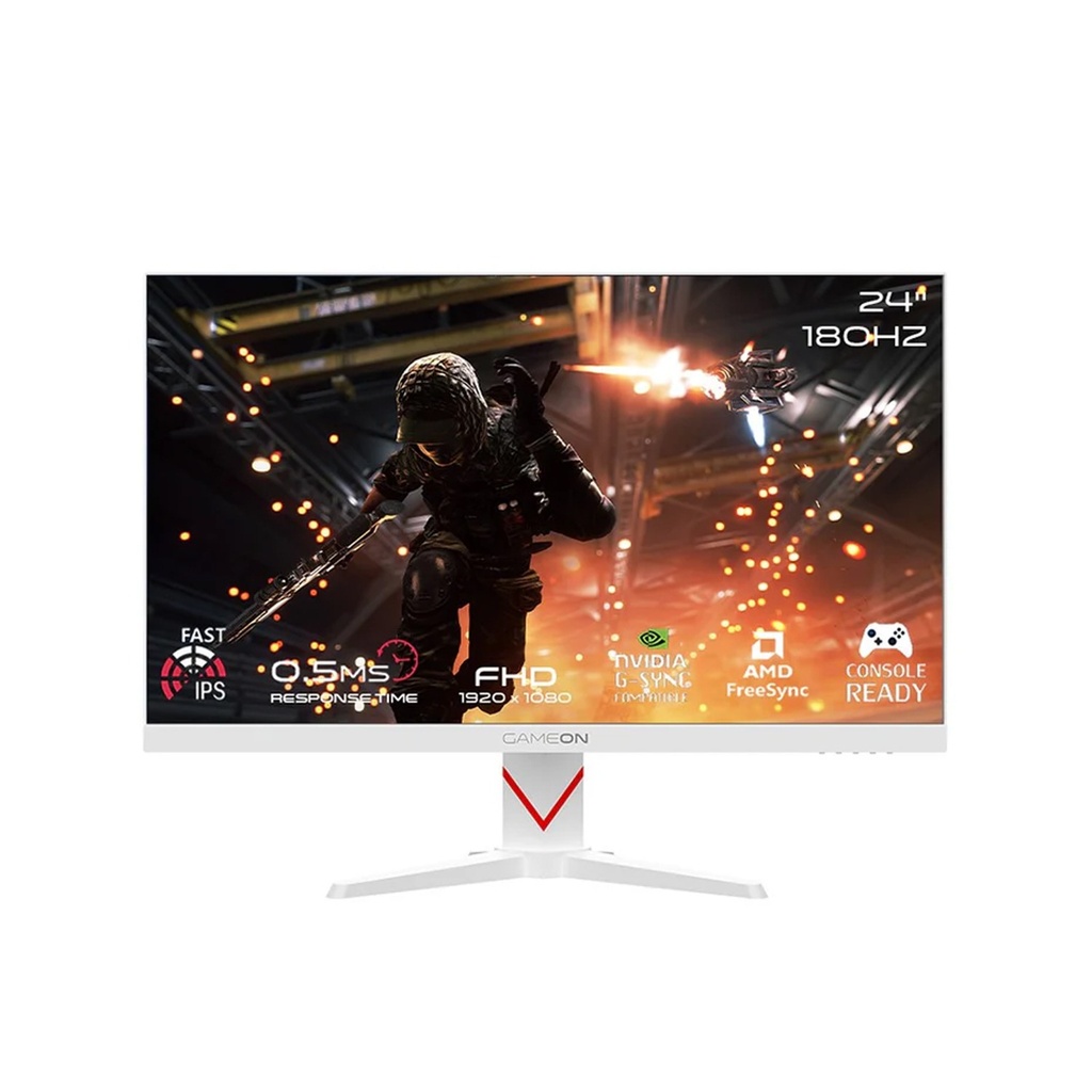 [NS030716] Gameon GOAM24FHD180IPS Marksman Series 24" FHD,IPS 180Hz,0.5ms, HDMI 2.1, Fast Gaming Monitor (Supports PS5) - White