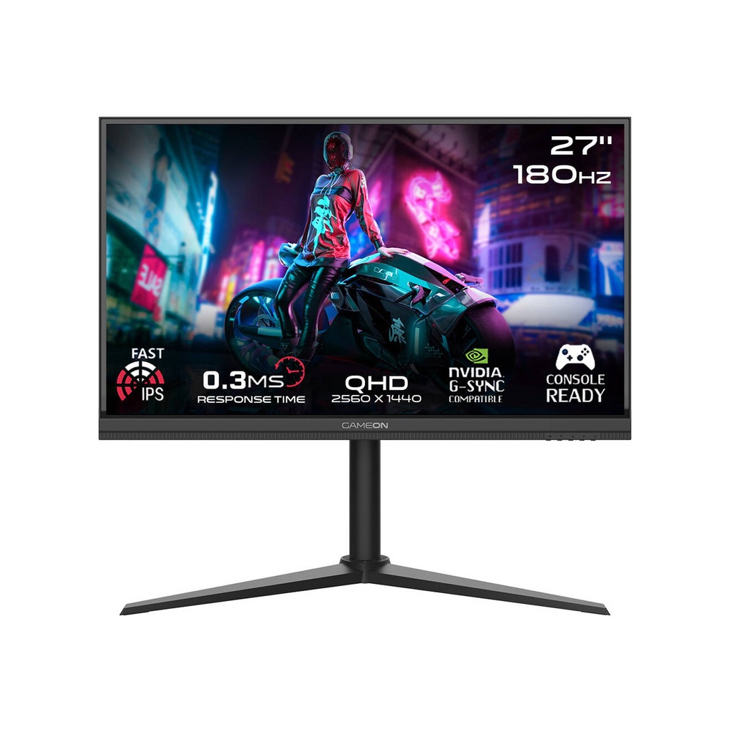 Gameon MidNight Pro Series 27"IPS QHD 180Hz 0.3ms HDR Ready, HDMI 2.1 With AMD FreeSync & Nvidia G-Sync Gaming Monitor - Black