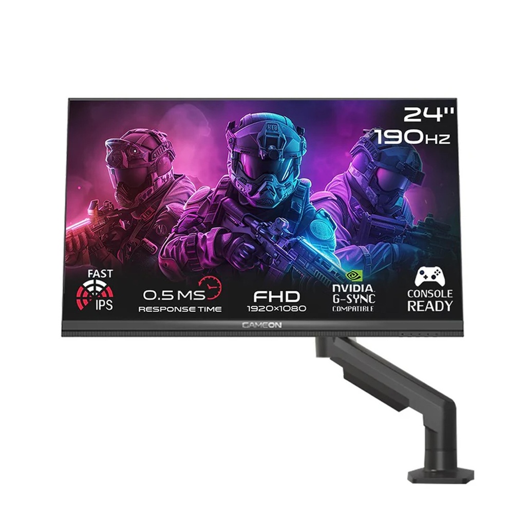Gameon MidNight Pro X Series 24.5" FHD IPS 190Hz 0.5ms HDR Ready, HDMI 2.1 Adjustable Stand, Desk Mount Included Gaming Monitor