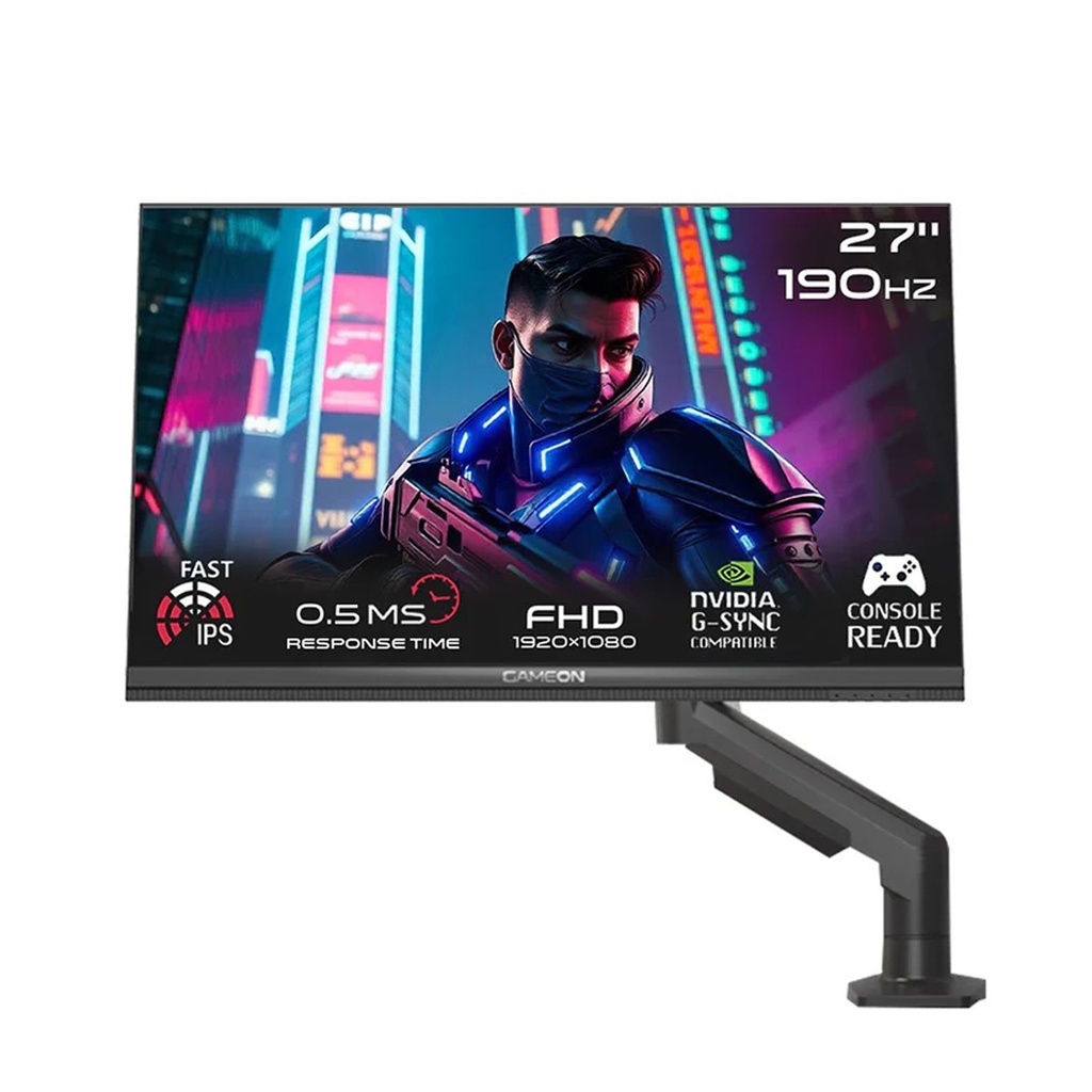[NS027986] Gameon MidNight Pro X Series 27" FHD IPS 190Hz 0.5ms HDR Ready, HDMI 2.1 Adjustable Stand, Desk Mount Included Gaming Monitor