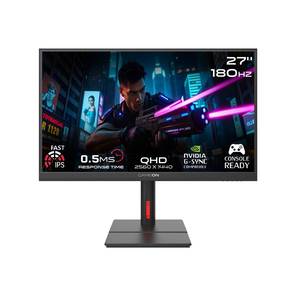 [NS027992] Gameon MidNight Signature Series Mini LED 27"IPS QHD 180Hz 0.5ms HDR 1400, HDMI 2.1 Adjustable Stand, With AMD FreeSync Gaming Monitor