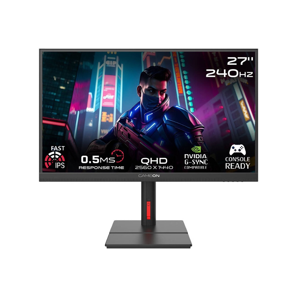 [NS027994] Gameon MidNight Signature Series Mini LED 27"IPS QHD 240Hz 0.5ms HDR 1400, HDMI 2.1 Adjustable Stand, With AMD FreeSync Gaming Monitor