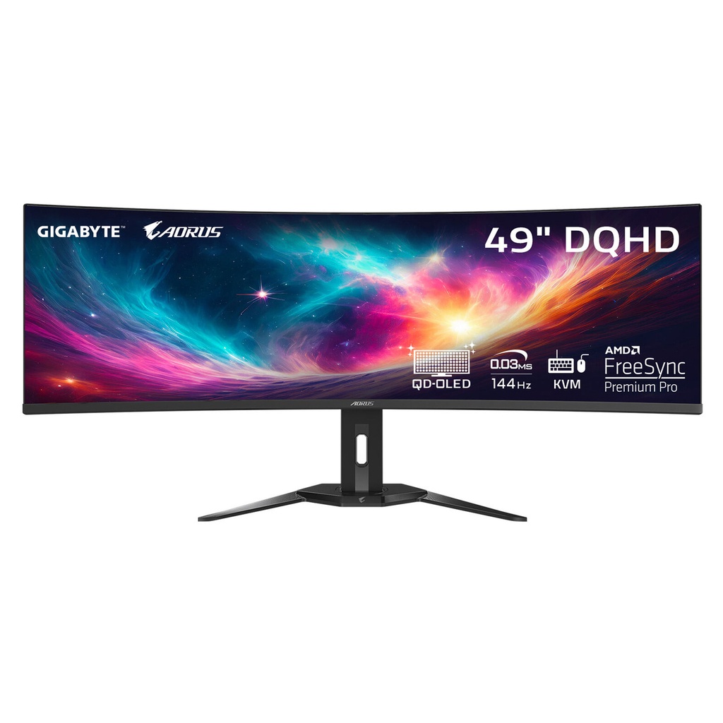 [NS027154] GigaByte Aorus CO49DQ 49" OLED, DQHD (5120x1440), 144Hz, 0.03ms, Flicker Free, Low Blue Light, HDMI 2.1 & USB-C, 1800R Curved Gaming Monitor