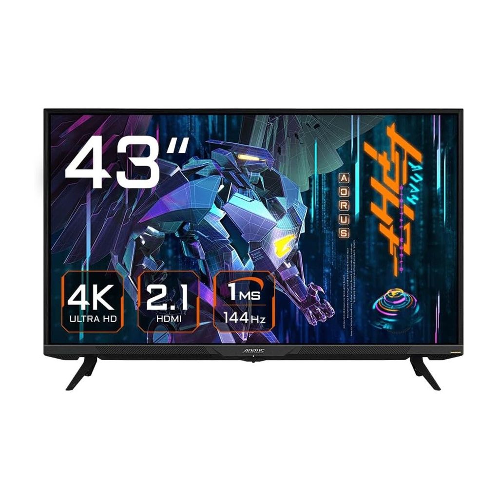 [NS031253] GigaByte AORUS FV43U 43" UHD 4K Gaming Monitor, VA Panel, 144Hz Refresh Rate, 1ms Response Time, Built-in Speaker, HDMI 2.1 and Type-c Ports, Nvidia G-Sync Compatible