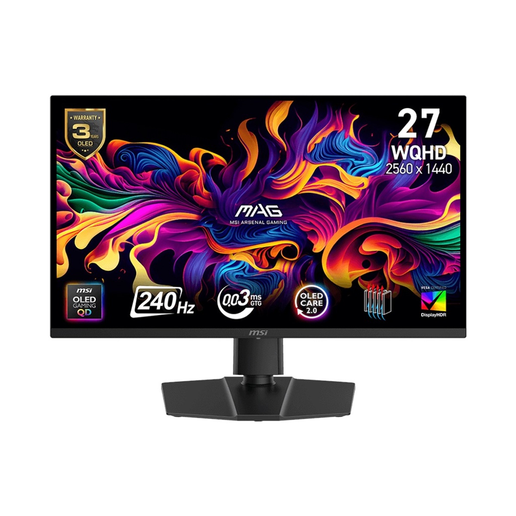 [NS030574] MSI MAG 273QP X24 Gaming Monitor, QD-OLED 27" WQHD, 240Hz Refresh Rate, 0.03ms GTG Response Time, HDMI 2.1 Port, Adaptive-Sync Technology