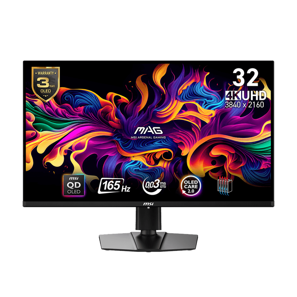[NS026614] MSI MAG 321UP QD-OLED 32" 4K UHD(3840X2160) 165Hz 0.03Ms, OLED Care 2.0, HDR 400, Custom HeatSink, HDMI 2.1, Gaming Monitor