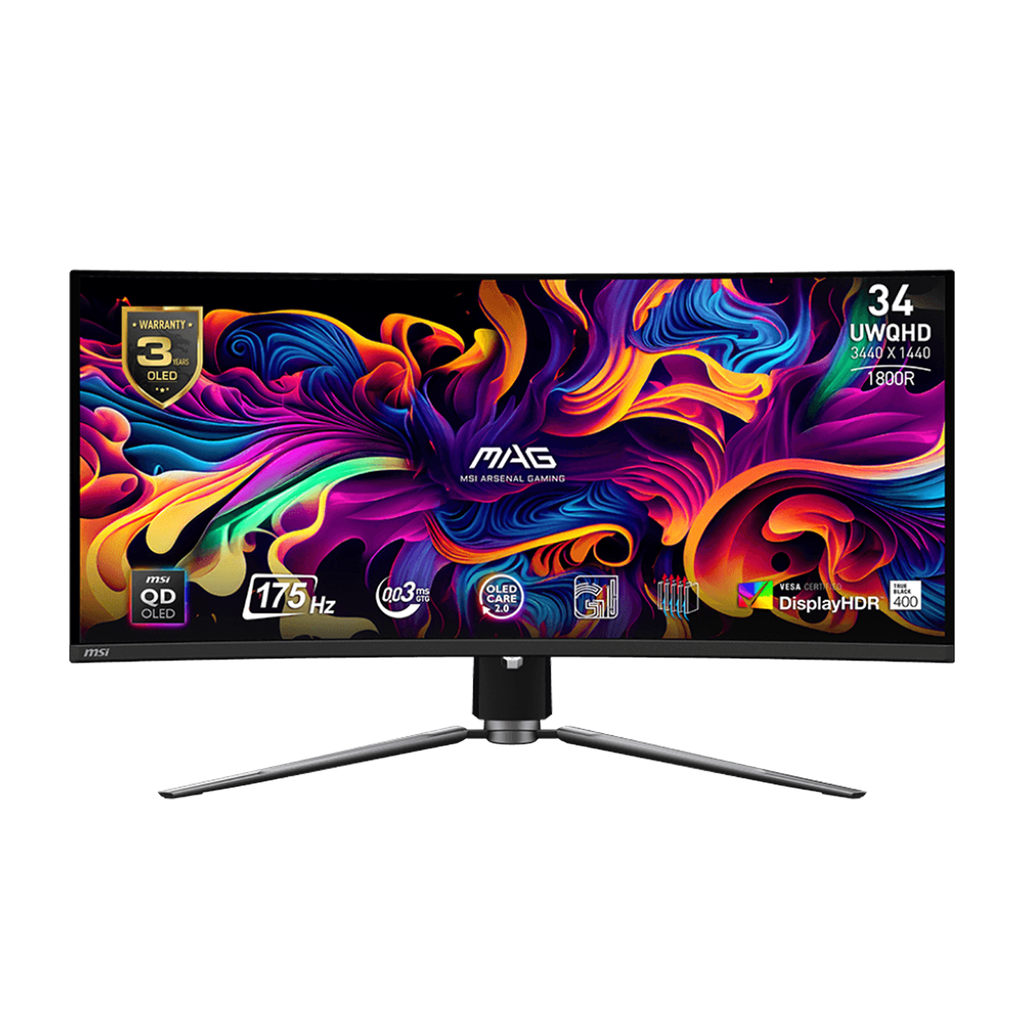 [NS015221] MSI MAG 341CQP QD-OLED 34" UWQHD (3440X1440) 175Hz 0.03ms Curved Gaming Monitor