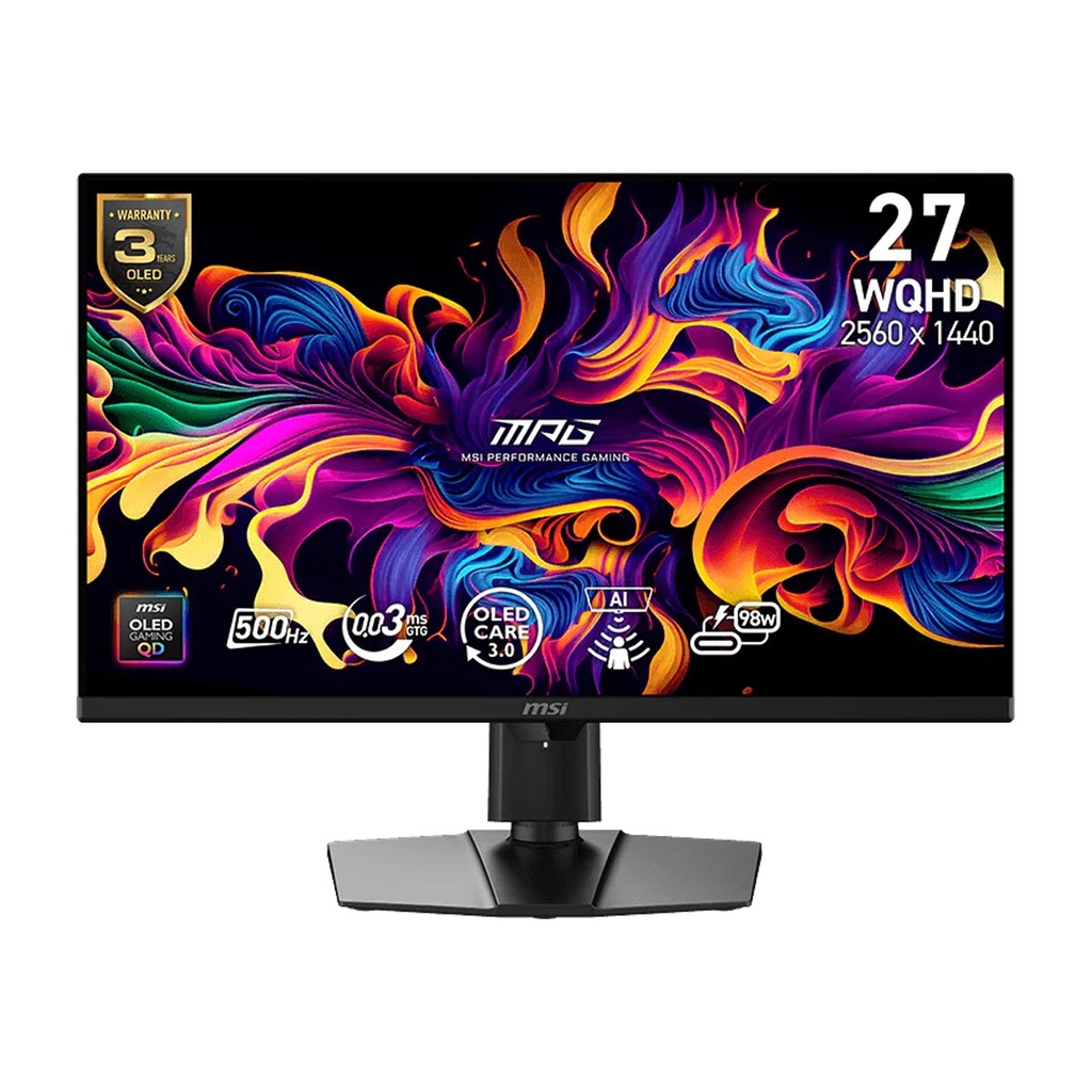 [NS032758] MSI MPG 271QR QD-OLED X50 27" 2K WQHD 500Hz 0.03ms,VESA DisplayHDR True Black 500 & Adaptive-Sync Gaming Monitor