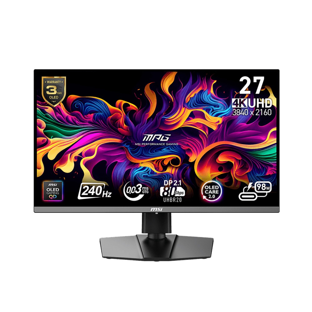MSI MPG 272URX QD-OLED 27" 4K UHD, 240Hz, 0.03ms, HDMI 2.1, G-Sync Compatible Gaming Monitor