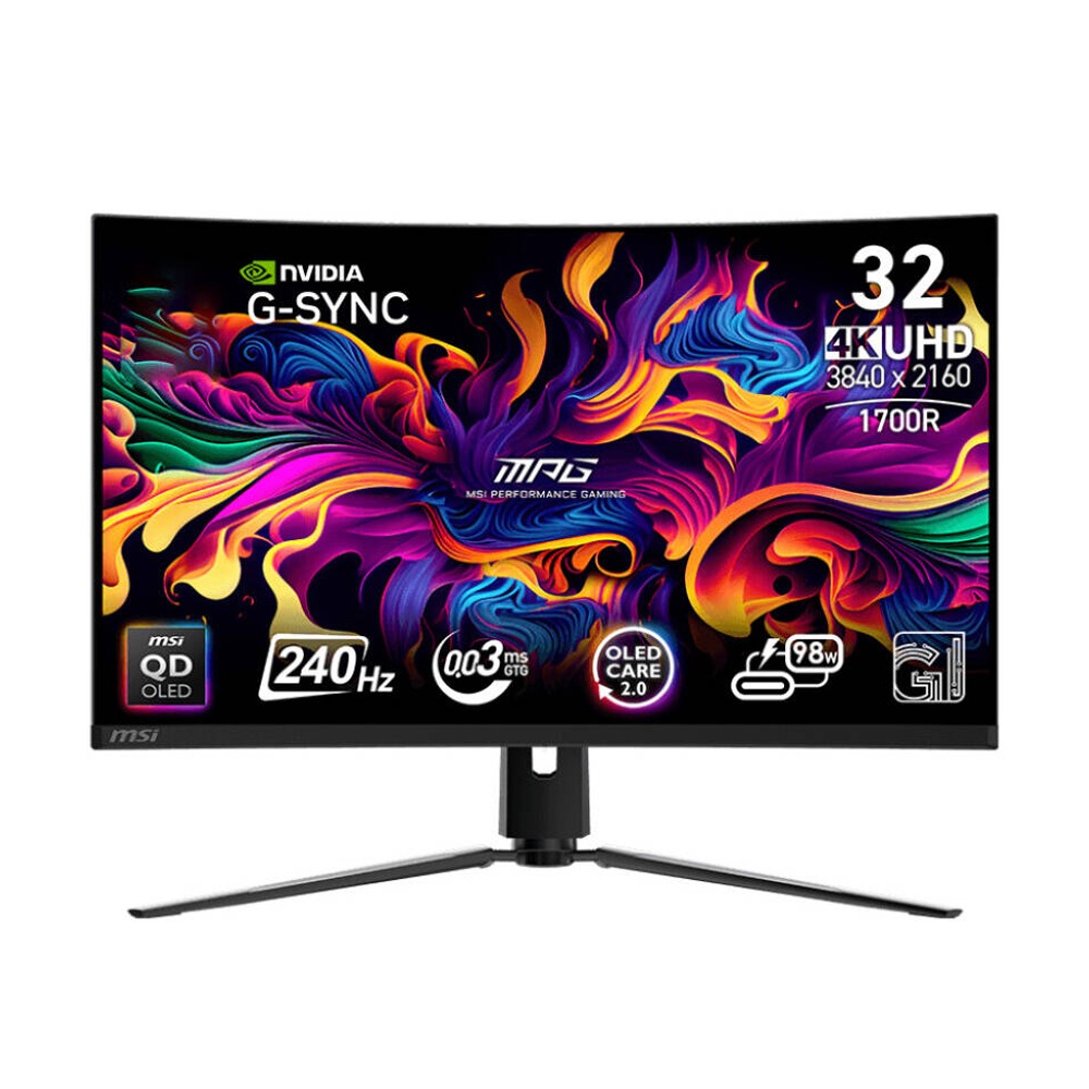 MSI MPG 321CURX QD-OLED 32" 4K UHD, 240Hz, 0.03ms, HDMI 2.1, G-Sync Compatible Curved Gaming Monitor