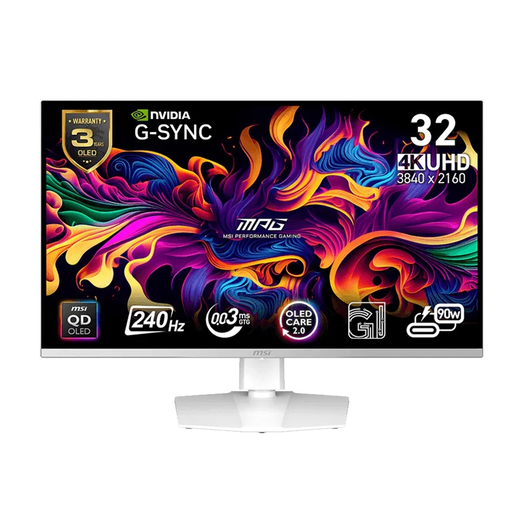 [NS032335] MSI MPG 321URXW QD-OLED, 32" UHD 4K, 240Hz, 0.03ms, HDMI 2.1 Gaming Monitor - White