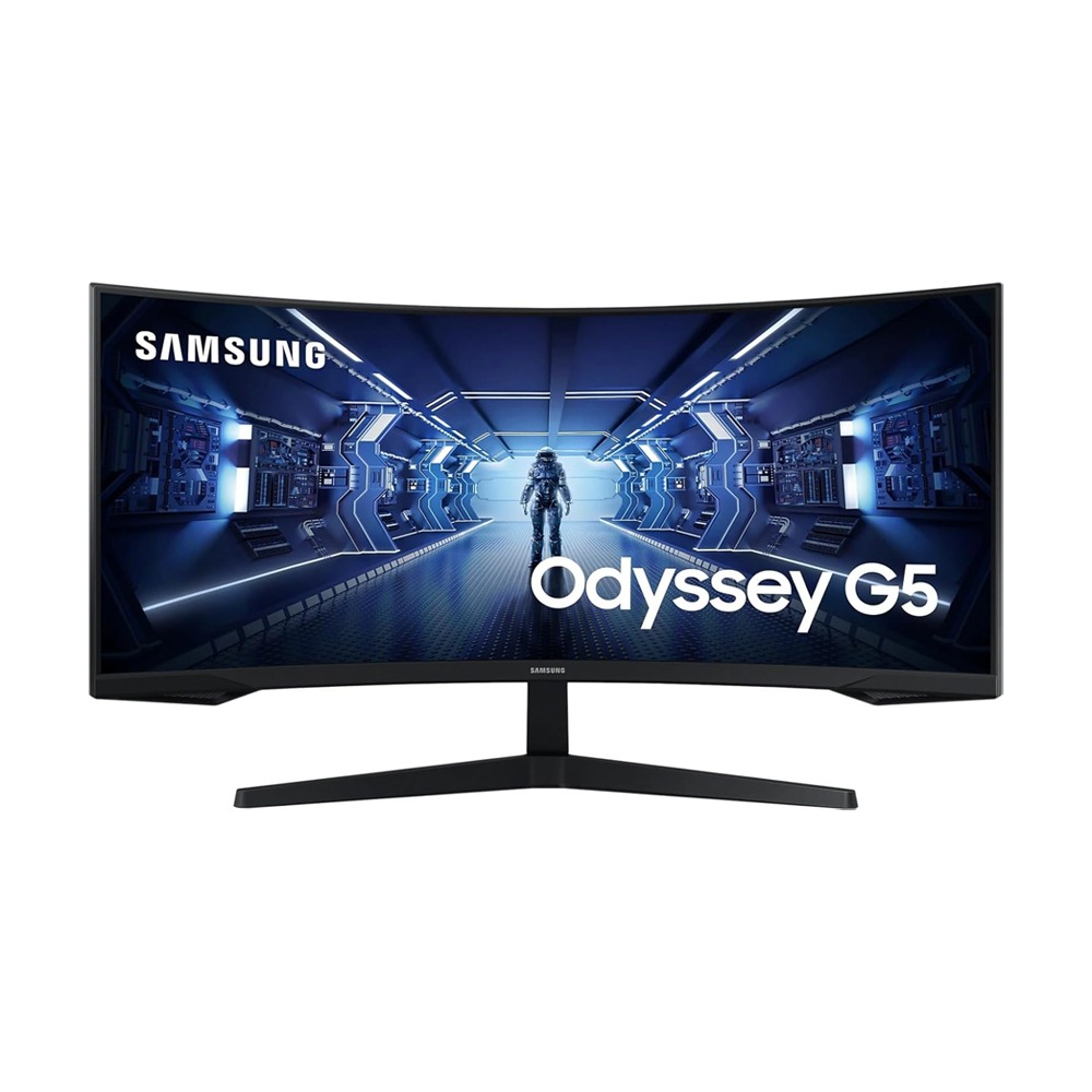 Samsung 34" Odyssey G55T Curved WQHD Gaming Monitor, 2K (3,440 x 1,440) VA Panel, 165Hz Refresh Rate, 1ms HDMI Standard Ports | LC34G55TWWMXUE
