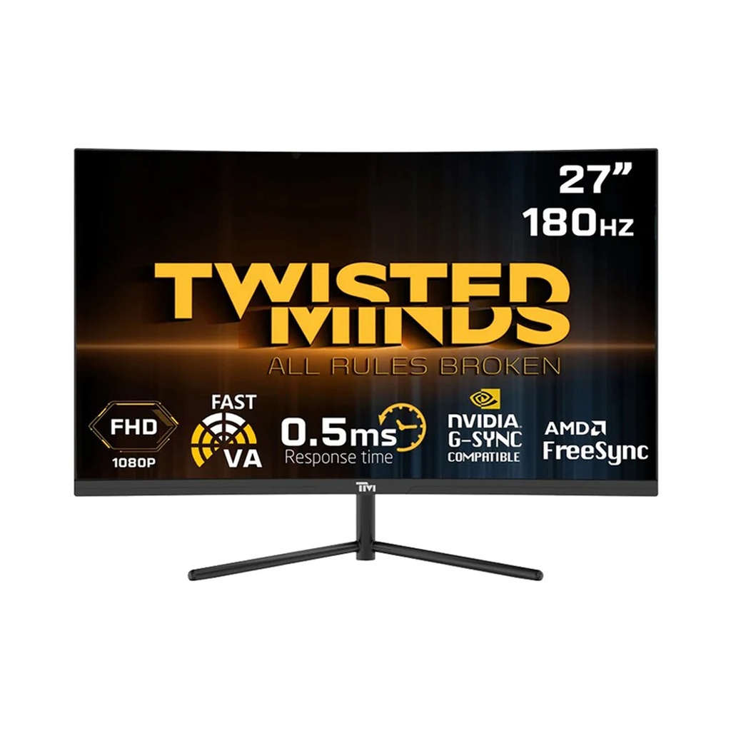 [NS013230] Twisted Minds 27'‘ FHD VA, 180Hz, 0.5ms, HDMI2.0, HDR Curved Gaming Monitor - Black