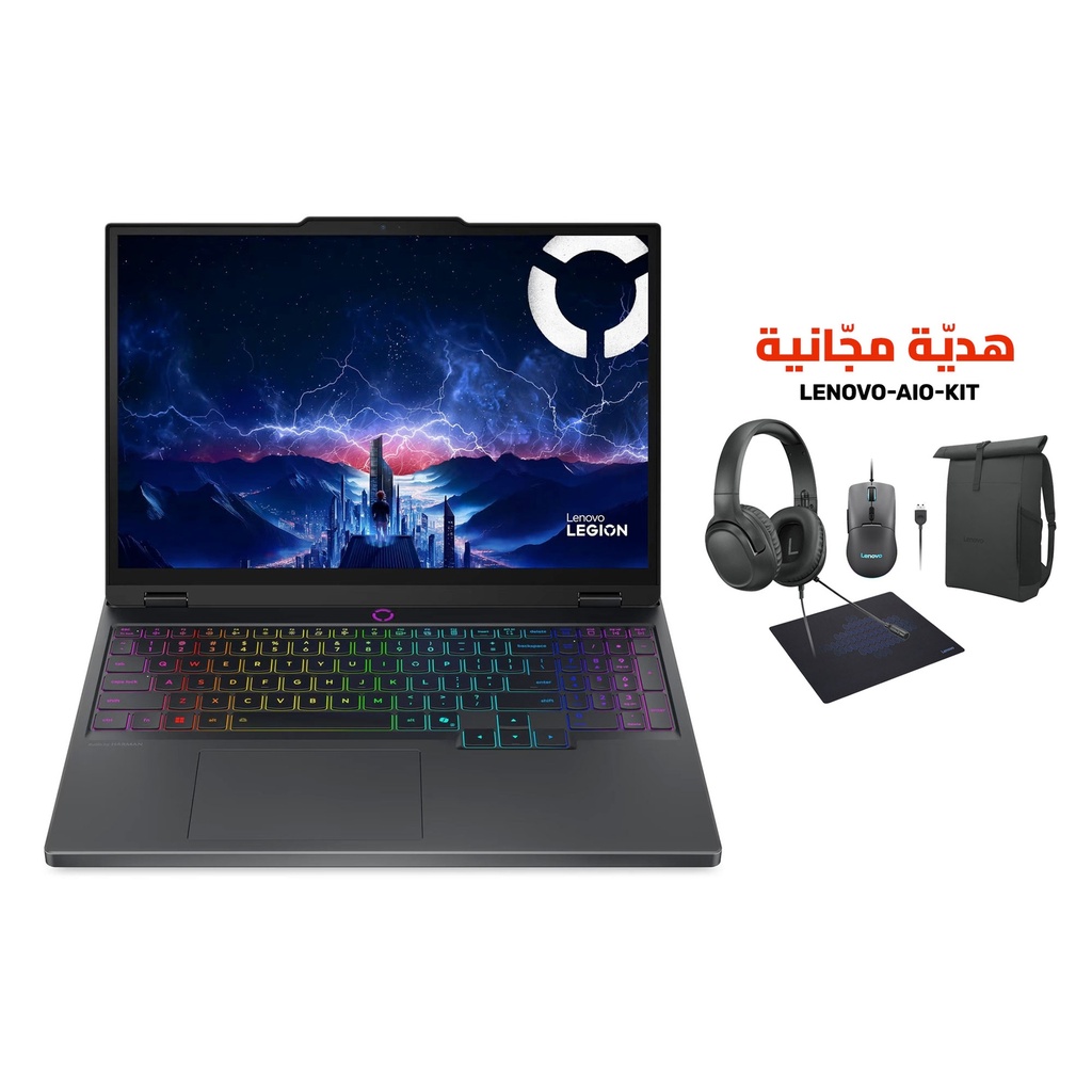 [NS030979] Lenovo Legion 5 15IRX10 Gaming Laptop, i9-14900HX Processor, 32GB D5 RAM, 1TB NVMe SSD, RTX 5070 8GB VGA, 15.1" WQXGA 165Hz Display, RGB Backlight Keyboard, Windows 11 Pro License, Eclipse Black, Lenovo Wried Headset + Mouse + Backpack + Mouse Pad