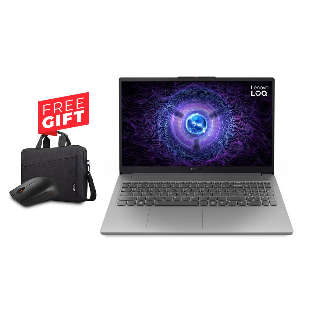 [NS031240] Lenovo Loq 15IAX9E Gaming Laptop, Intel Core i7-12650HX Processor, 16GB RAM, 512GB SSD, RTX 4050 6GB VGA, 15.6" FHD IPS 144Hz Display, White Backlit Keyboard, Windows 11 Pro (License) + Lenovo Wireless Mouse + Lenovo 15.6" Laptop Bag