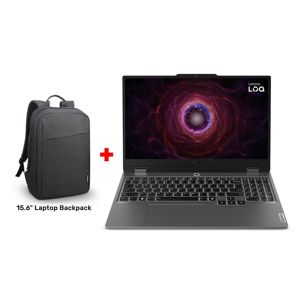 [NS027964] Lenovo Loq 15IRX9 Gaming Laptop, 14th Gen. Intel Core i7-14700HX Processor, 16GB DDR5 RAM (5600) 512GB Gen4 NVMe SSD, NVIDIA GeForce RTX 4060 8GB VGA, 15.6" FHD 144Hz Display, Windows 11 Pro (License) - Luna Grey + Lenovo 15.6" Laptop Backpack