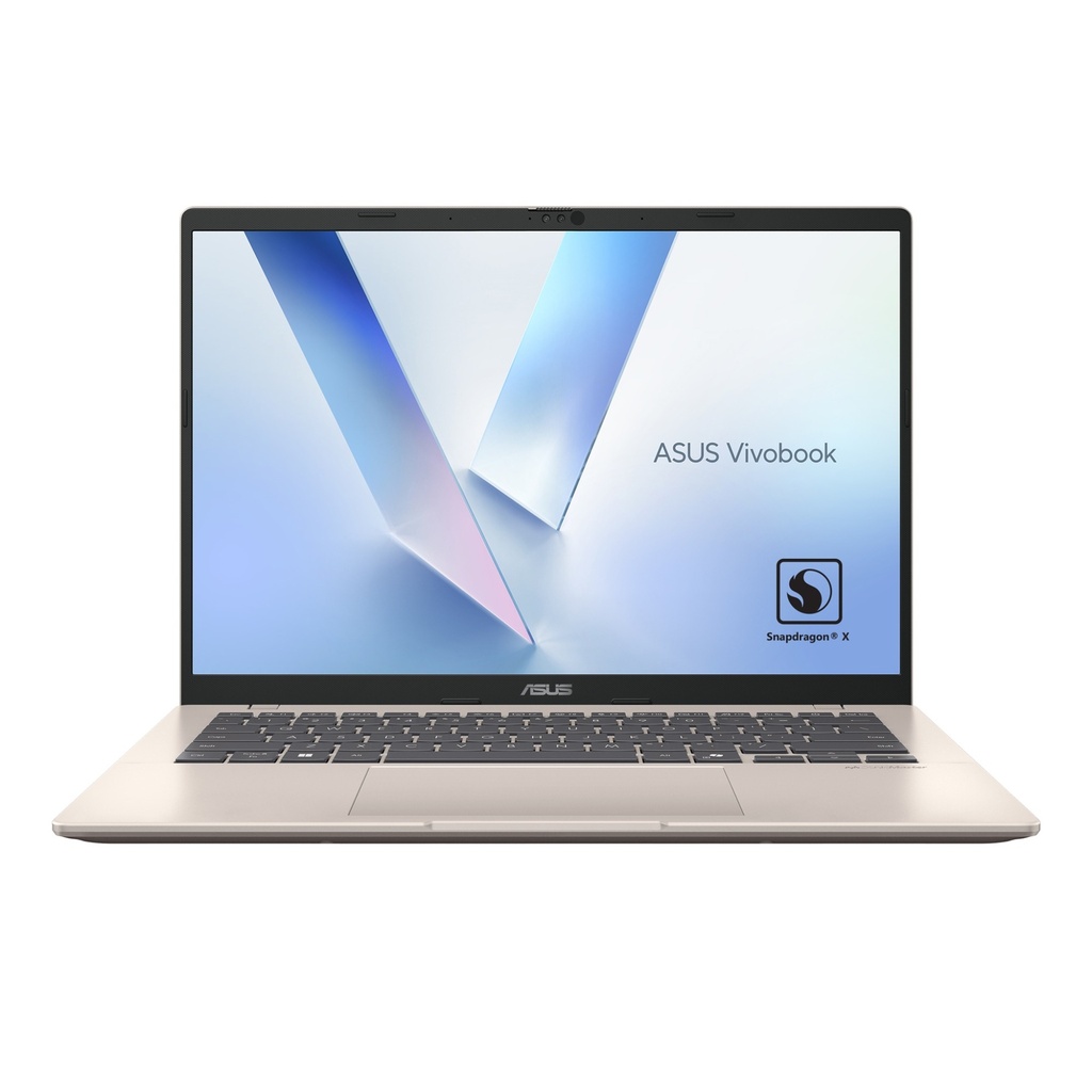 Asus Vivobook 14 X1407QA-LY046W Laptop, Snapdragon X X1 26100 Processor, 16GB RAM, 1TB SSD, Qualcomm Adreno GPU, 14.0" WUXGA IPS Anti-Glare Display, Backlit Chiclet Keyboard, FHD Camera, Windows 11 Home - Platinum Gold