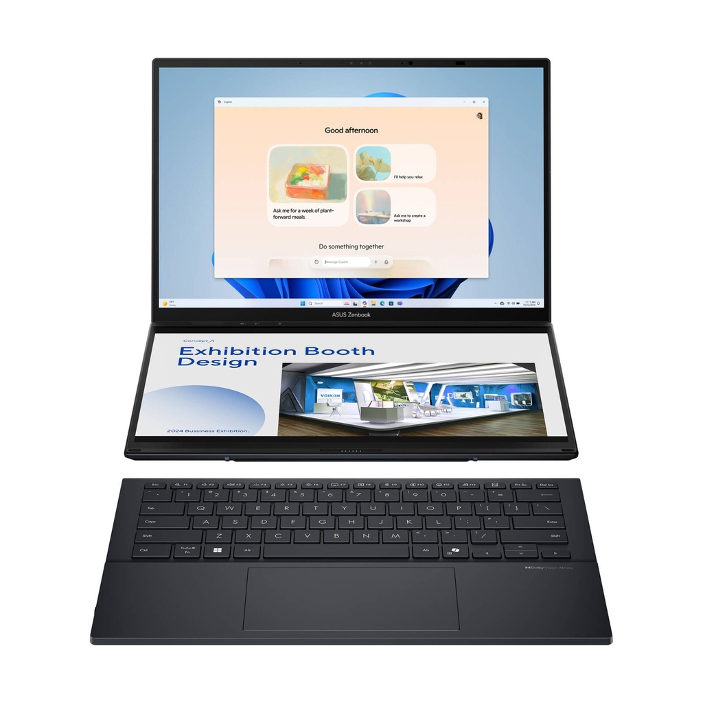 Asus Zenbook Duo UX8406CA-PZ005W Laptop, Intel Core Ultra 9 285H Processor, 32GB RAM, 2TB SSD NVMe, Intel Arc Graphics, 14.0" 3K OLED 120Hz Touch Screen, Windows 11 Home, Inkwell Gray | 90NB14X1-M003F0