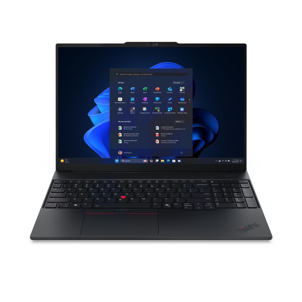 Lenovo ThinkPad E16 Gen 3 Laptop, Intel® Core Ultra 5 225U Processor, 8GB DDR5 RAM, 512GB NVMe SSD, 16" WUXGA IPS Display, Backlit Keyboard, Windows 11 Pro License, Black | 21SR0018GR