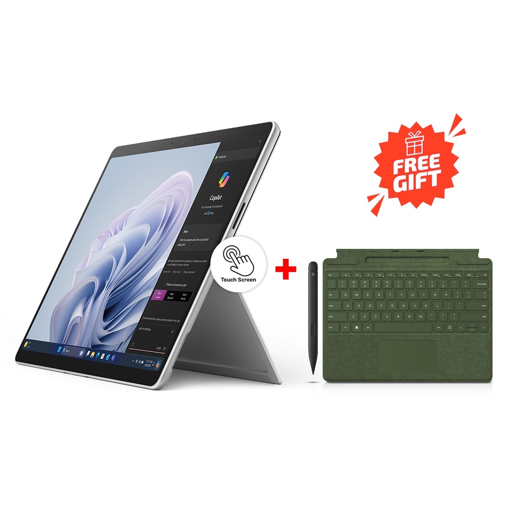 [NS029661] Microsoft Surface Pro 10 Intel Core Ultra 5-135U, 16GB RAM, 256GB SSD, Intel Iris Xe Graphics, 13" Windows 11 Pro (Platinum) + Microsoft Surface Pro Signature Keyboard With Slim Pen 2 - Forest (8X8-00131) (FREE GIFT)