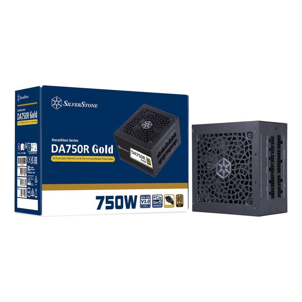 Silver Stone Decathlon Series DA750R 80PLUS Gold Fully Modular ATX 3.1 PCIe 5 750W Power Supply - Black