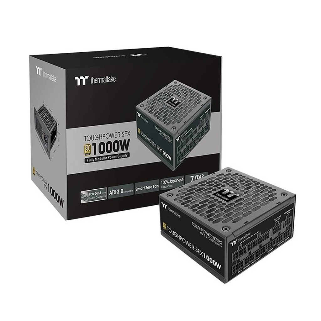 [NS030242] Thermaltake Toughpower SFX 1000W Gold Full Modular Power Supply, TT Premium Edition, 1000 W Max Capacity, 80 PLUS Gold, 120mm Fluid Dynamic Bearing Fan, PCIe 5.0, Black | PS-STP-1000FNFAGK-1
