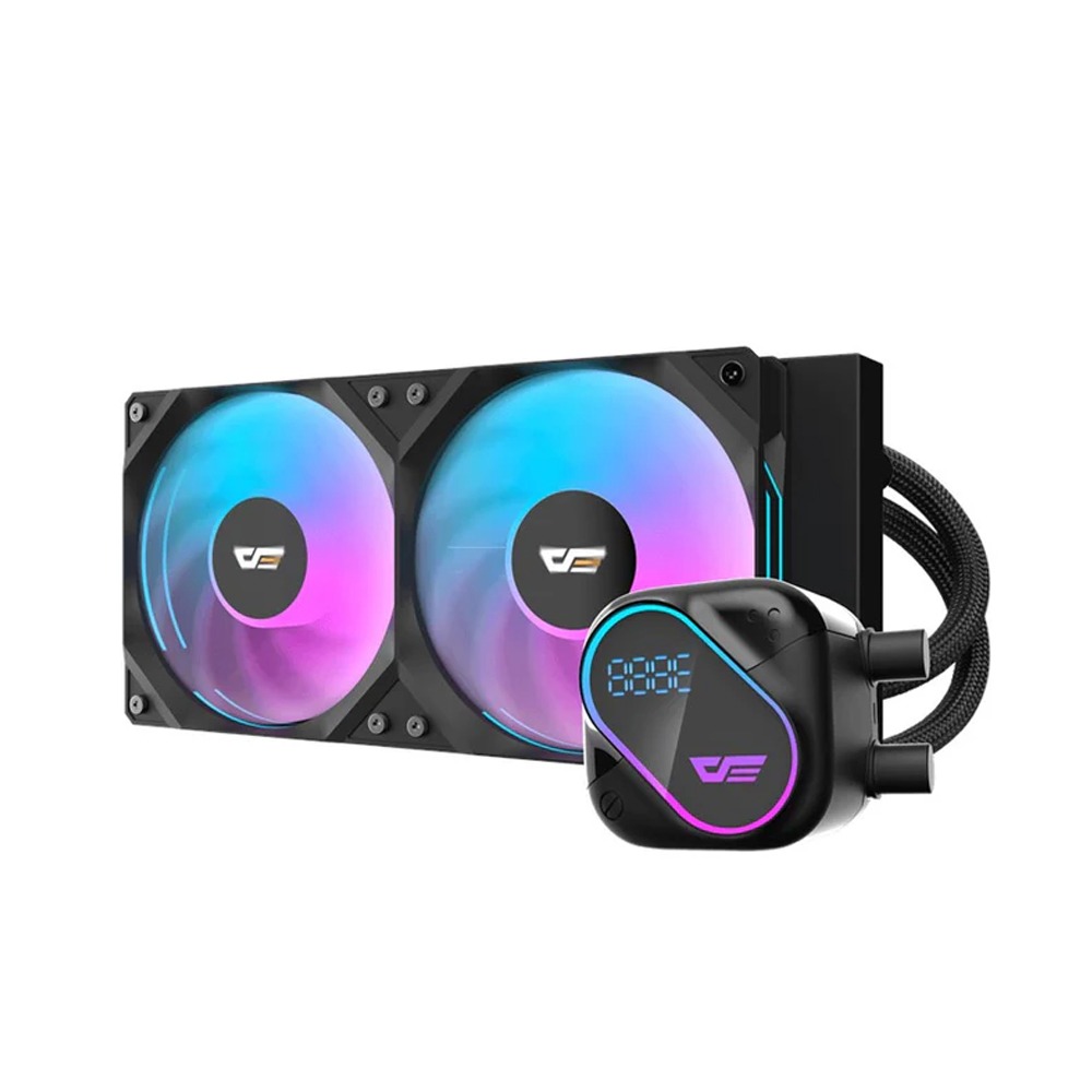 [NS031966] DarkFlash EXPLORE DO240 ARGB 240mm AIO Liquid CPU Cooler with Segment LCD Screen - Black