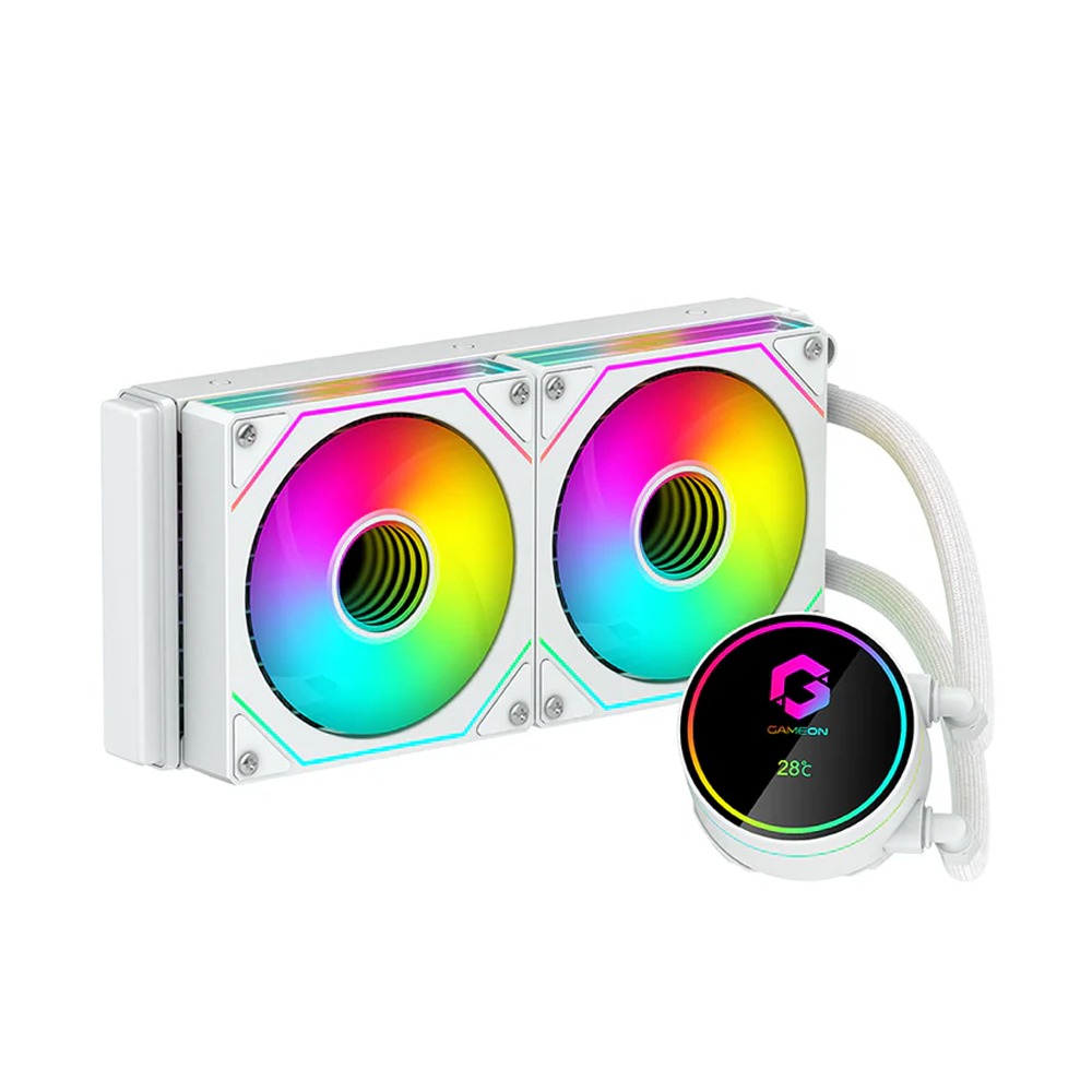 [NS016125] Gameon Kraken II A380 high Performance Bearing, Temperature Display, 240mm Liquid CPU Cooler - White