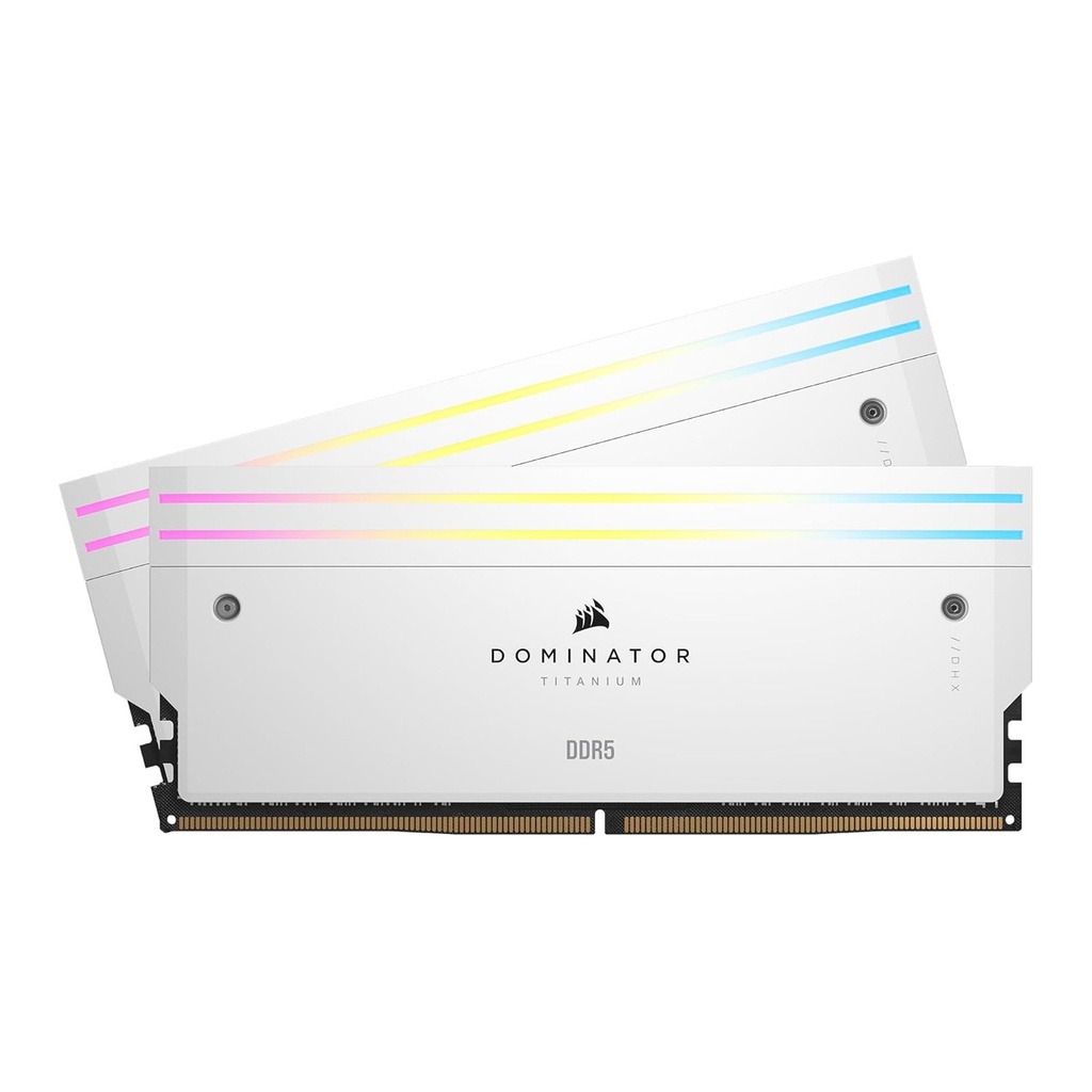 CORSAIR DOMINATOR® TITANIUM RGB 96GB (2x48GB) DDR5 DRAM 6600MT/s CL32 Intel XMP Memory Kit — White