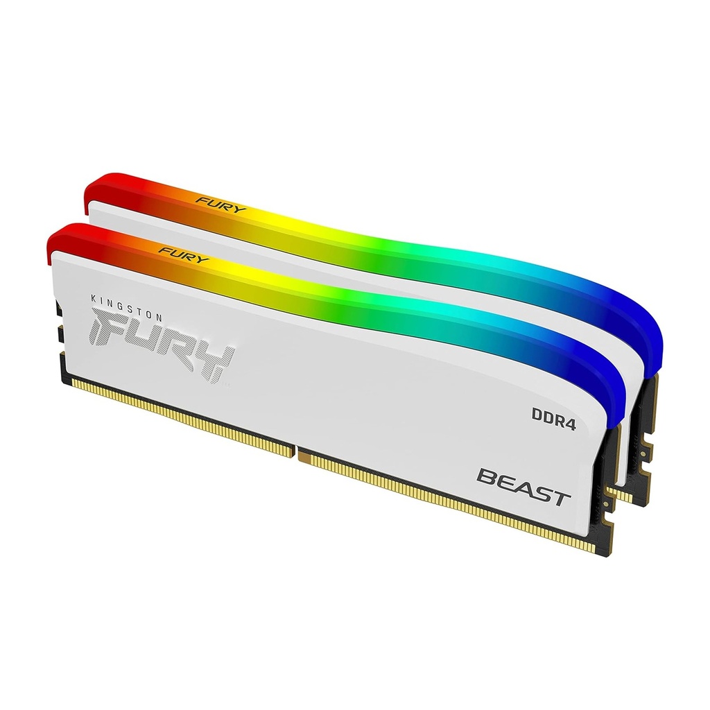 Kingston Fury Beast RGB 32GB (2x16GB) DDR4 3200MT/s CL16 Memory Kit - White