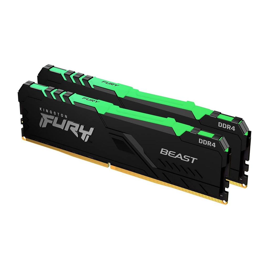 Kingston FURY Beast RGB 64GB (2x32GB) 3600MT/s DDR4 CL18 Desktop Memory Kit, Infrared Syncing, Intel XMP, AMD Ryzen, Plug n Play | KF436C18BBAK2/64