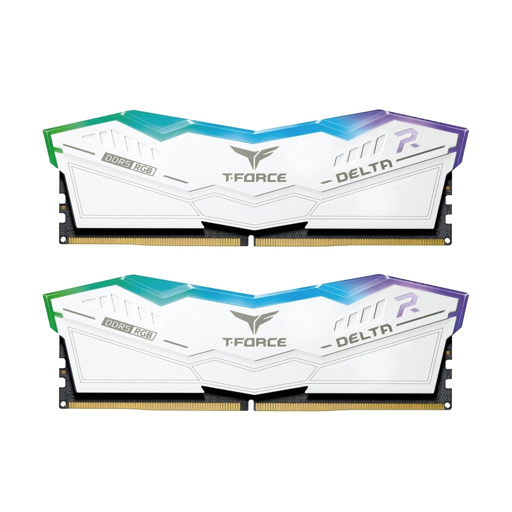 TeamGroup T-Force DELTA RGB 32GB (2x16GB) DDR5 6000MHz CL38 Memory Kit - White