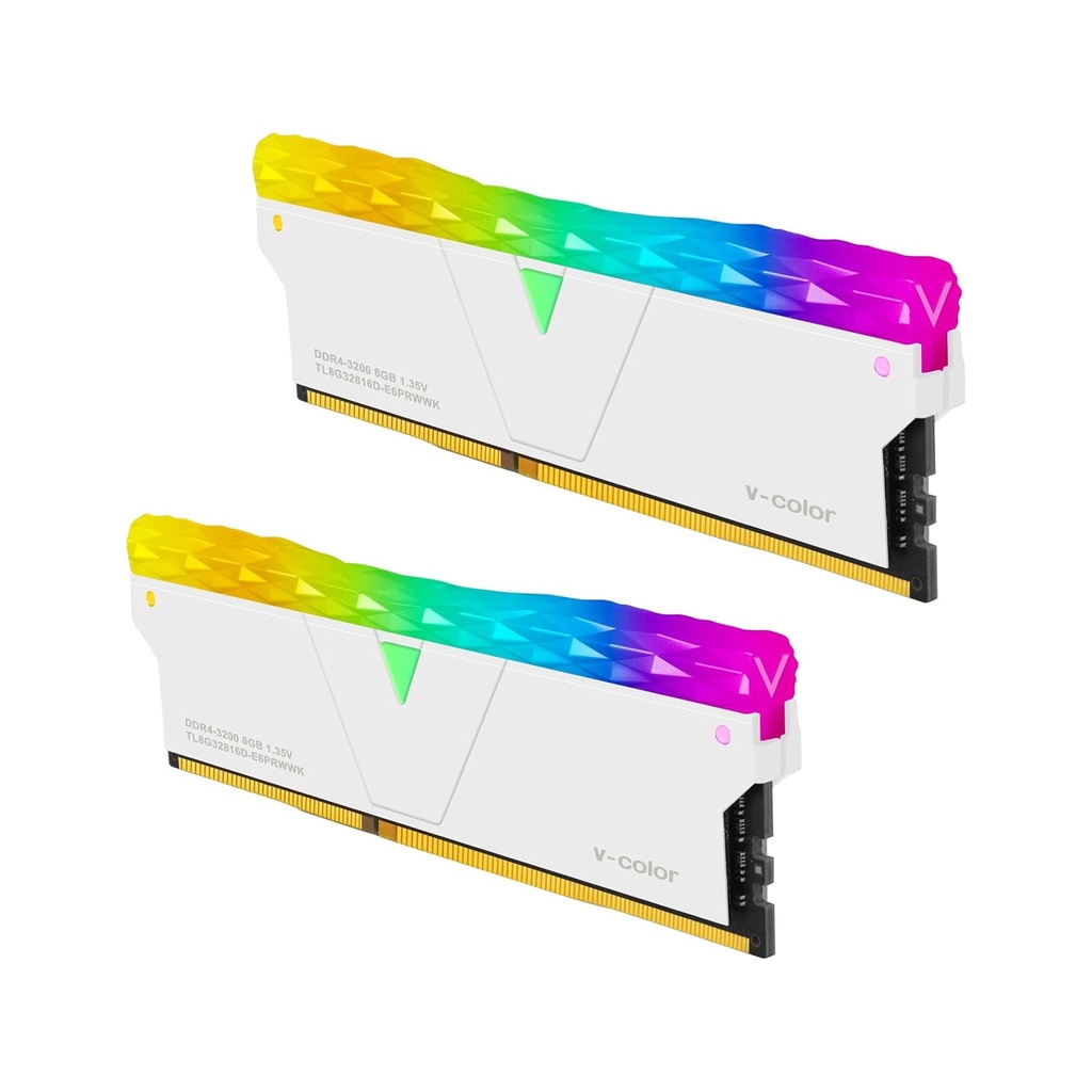 [NS007116] V-Color Prism Pro RGB Edition 16GB (2x8GB) DDR4 3200MHz CL16 Memory Kit - White