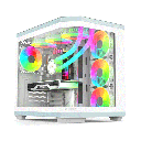 Acer V950 Mid Tower Two Panel Front & Left Side Tempered Glass Case with 7 RGB Fans - White