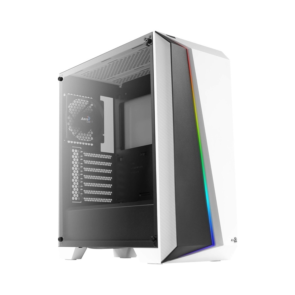 [NS027913] AeroCool Cylon Pro Mid-Tower Side Tempered Glass Panel With 1 Fans - White