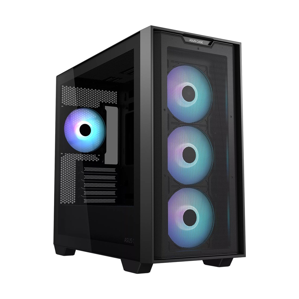 [NS026470] Asus A21 Plus Micro ATX Tower Tempered Glass Side Panel Case 4 ARGB Fan - Black