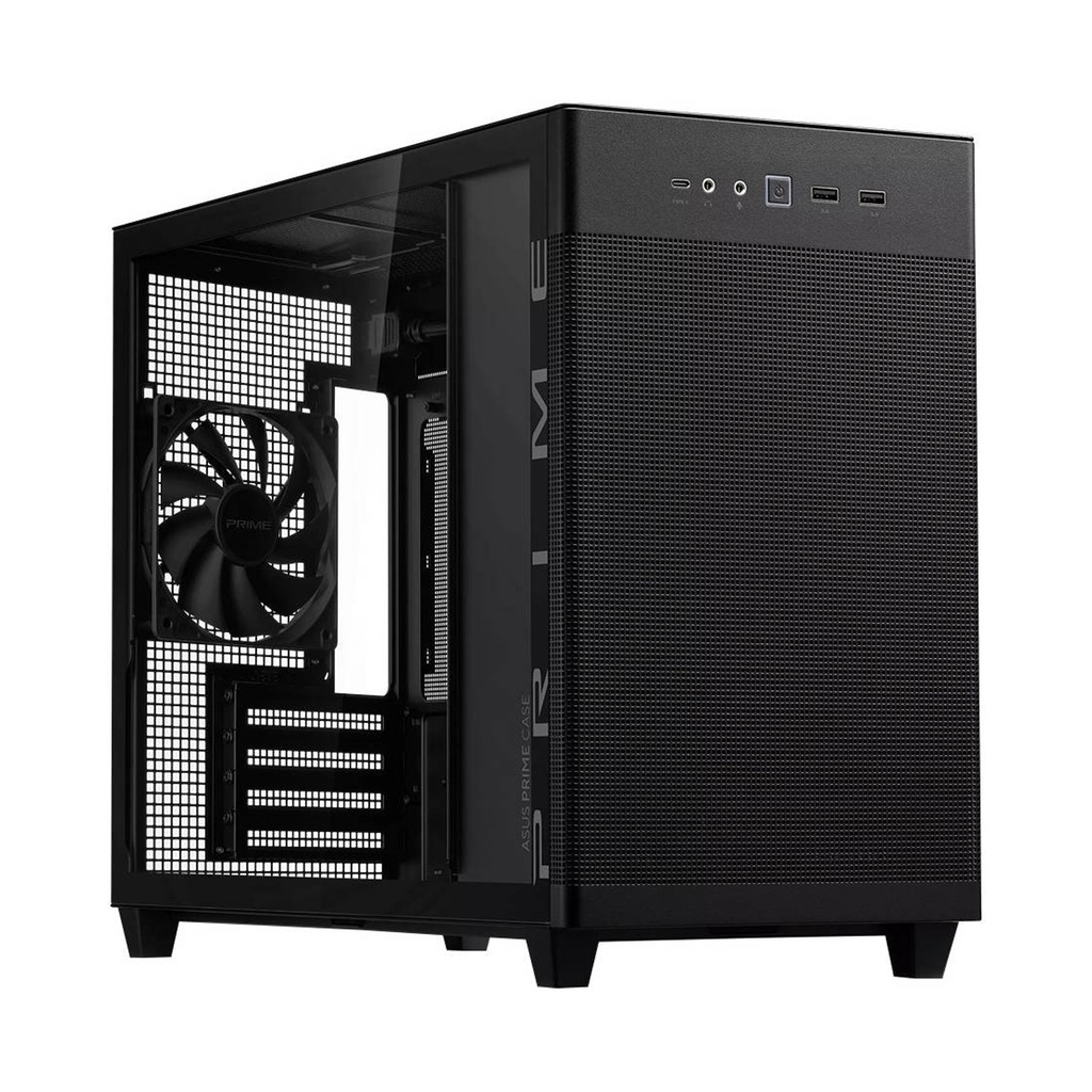 [NS030377] ASUS Prime AP201 Tempered Glass MicroATX Computer Case, Removable Dust Filter, Up to 360mm Radiator Support, Up to 4 Fans, Black | 90DC00G0-B39010