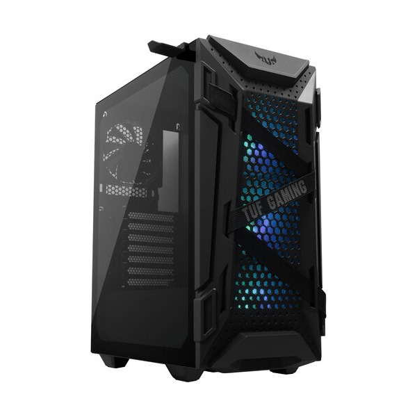 [NS012648] Asus TUF Gaming GT301 Mid-Tower Tempered Glass Side Panel Case with HoneyComb Front Panel & 3 ARGB Fans + 1 Rear Fan - Black