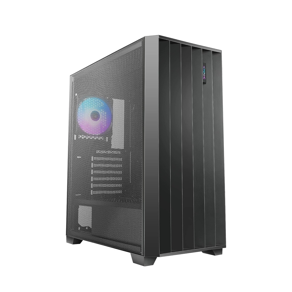 [NS011987] Azza Legionaire ATX Mid Tower Metal Mesh Side Panel Gaming Case With 4 ARGB & PWM Fans - Black