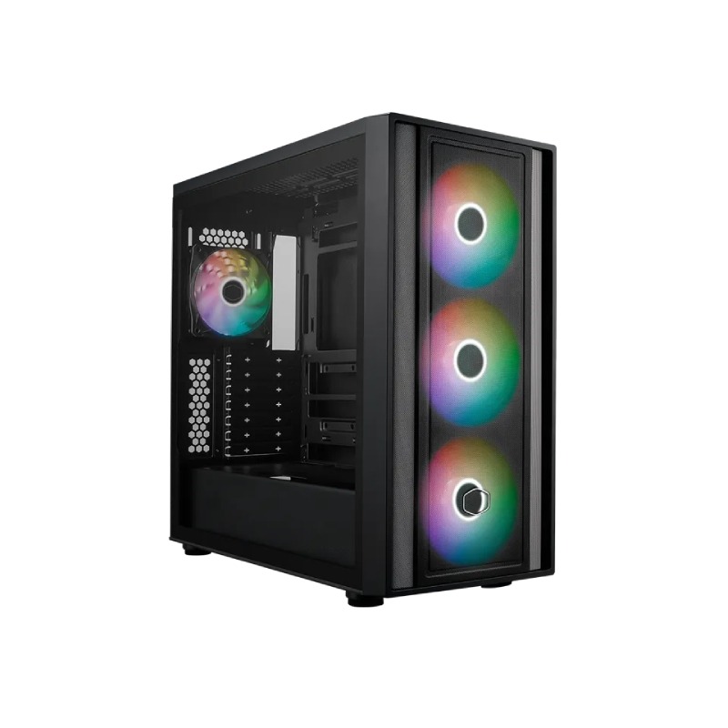 Cooler Master MB600 ARGB Mid Tower Case, Optimized Airflow, 140mm Sickleflow Fans - Black