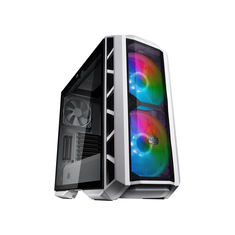 [NS000205] CoolerMaster MasterCase H500P Mesh ARGB Mind-Blowing Design Tempered Glass Side Panel Case with 2 RGB Fans - White