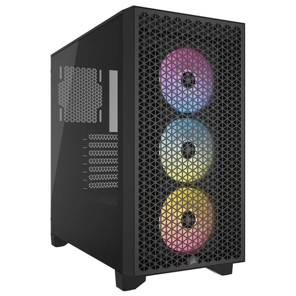 Corsair 3000D RGB Airflow Mid-Tower Side Tempered Glass Panel PC Case With 3 RGB Fans - Black