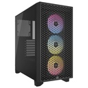 Corsair 3000D RGB Airflow Mid-Tower Side Tempered Glass Panel PC Case With 3 RGB Fans - Black