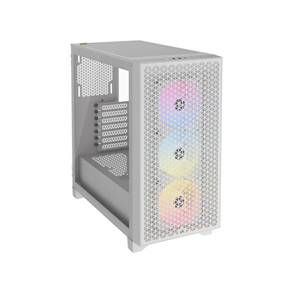 [NS012876] Corsair 3000D RGB Airflow Mid-Tower Side Tempered Glass Panel PC Case With 3 RGB Fans - White