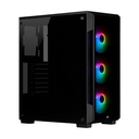 Corsair iCUE 220T RGB Mid-Tower Steel Plastic Side Tempered Glass Panel Case With 3 RGB Fans - Black