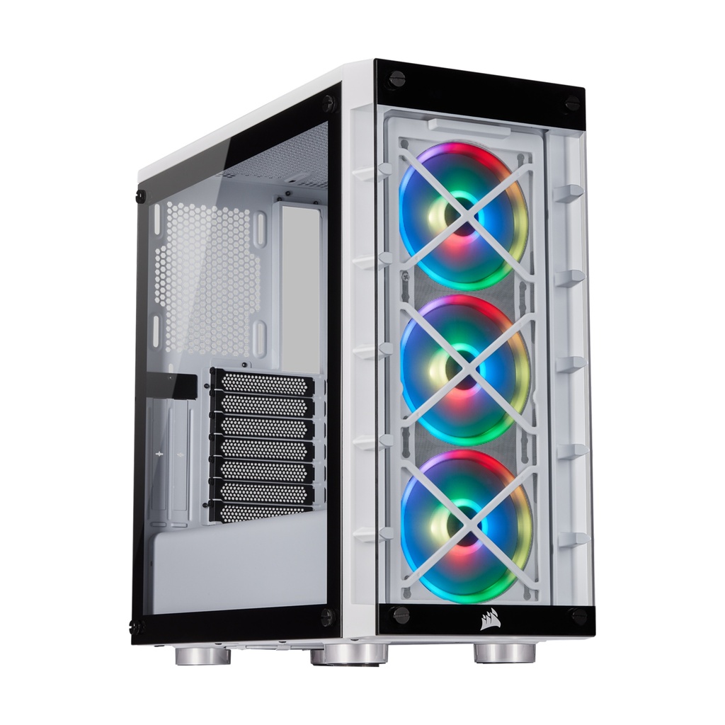 [NS000144] Corsair iCUE 465X RGB Mid-Tower Tempered Glass Side & Front Panel Smart Case with 3 RGB Fans - White
